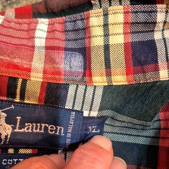 Ralph Lauren Men's Navy, Red, Green, Yellow & White Cotton Plaid Button Down 199 - Picture 11 of 11